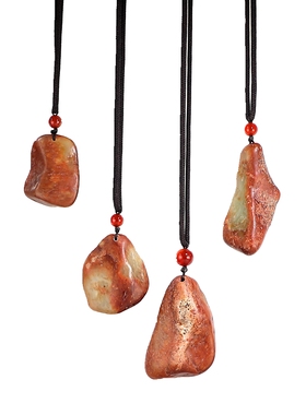 【河磨玉】天然红沁皮原石吊坠 透闪石和田玉个性挂件 楼叔孤品