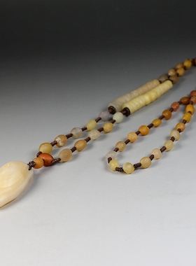 [精品]天然戈壁玛瑙原石毛衣链配50mm印尼玛瑙长管珠原创楼叔孤品