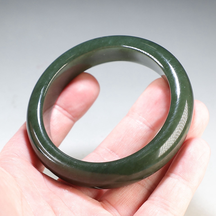 【60口】天然河磨玉手镯 析木青玉扁圆镯 透闪石和田玉 楼叔孤品