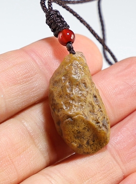 【共生】天然戈壁彩玉与玛瑙晶体共生原石吊坠/挂件 楼叔孤品