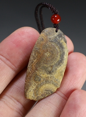 [特价处理]天然九眼石页岩眼睛原石吊坠 手工民族风挂件 楼叔孤品