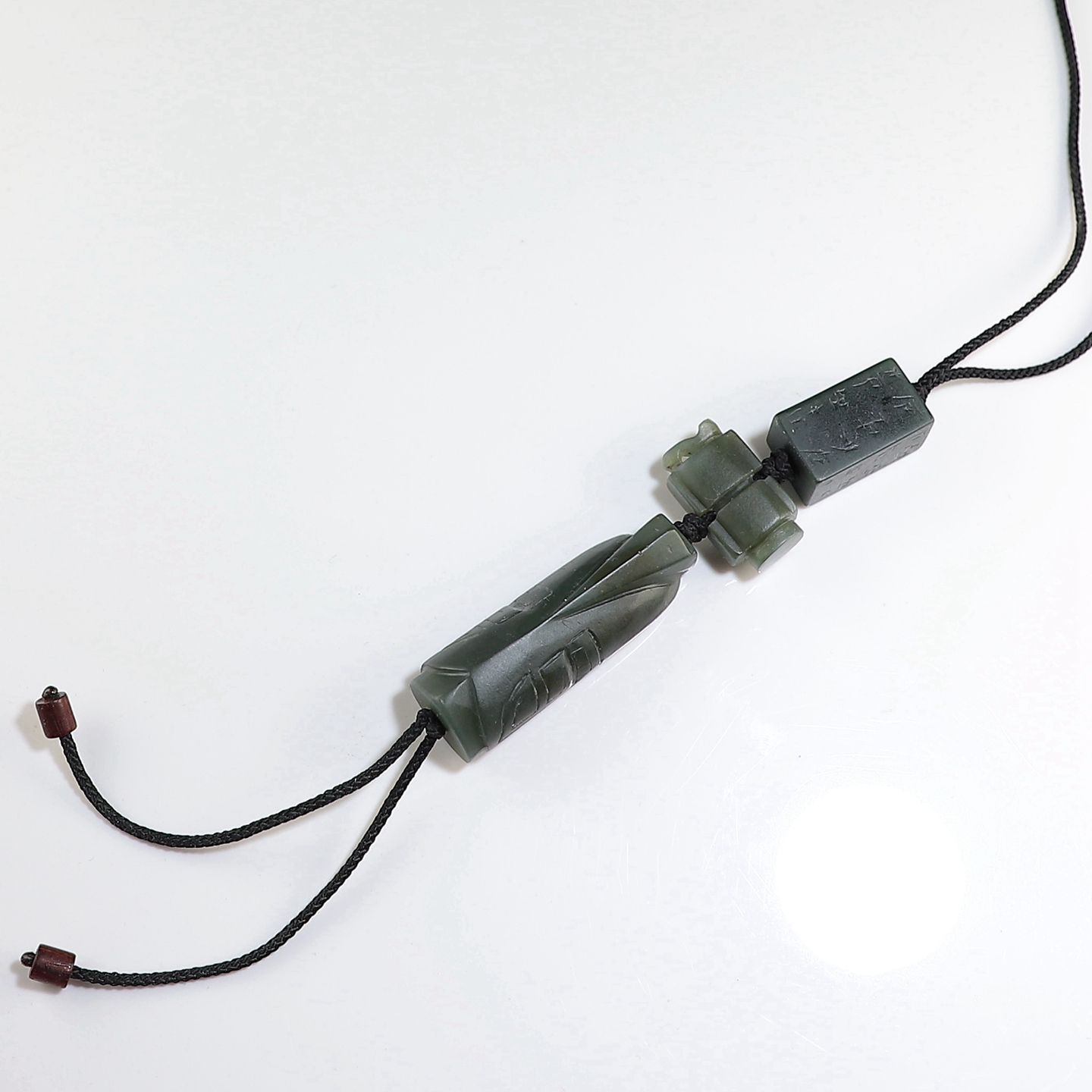 【手工雕刻】和田玉辟牙三宝挂件 冈卯.司南.翁仲套件 楼叔孤品