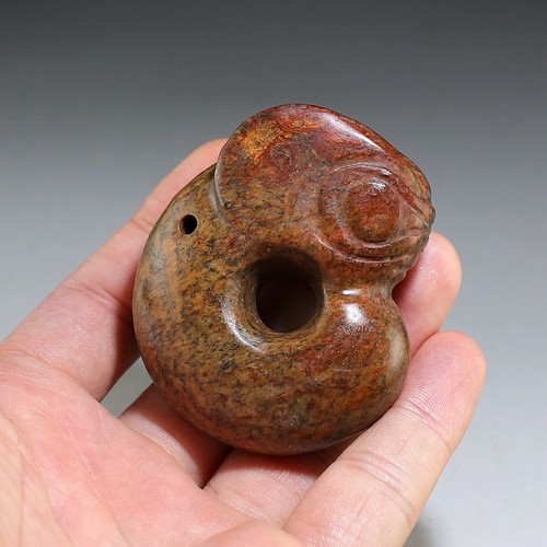 [红山文化]河磨玉猪龙手玩件 纯手工雕刻透闪石质玉把件 楼叔孤品