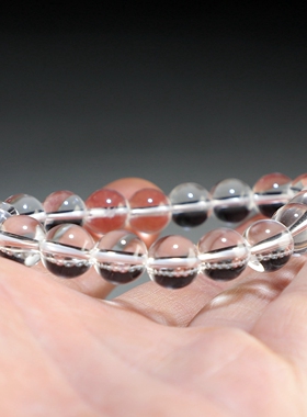 【有瑕特价】白水晶手链 卡10圆珠女款手串 楼叔