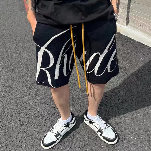 RHUDE夏季新款潮牌美式运动休闲纯棉Vintage宽松男士篮球五分短裤