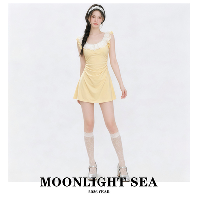 MOONLIGHT SEA泳衣女新款连体显瘦遮肚裙式小胸保守分体温泉泳装