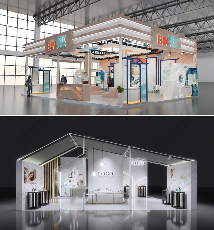 现代快闪店 展台路演商场企业展示区展位商业展厅科技美陈su模型