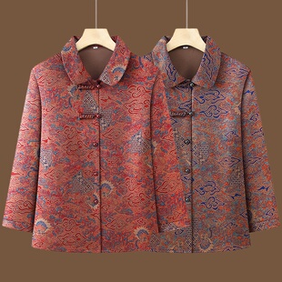 中老年女装春款外套薄款2026新款妈妈装长袖衬衣奶奶春秋开衫衣服