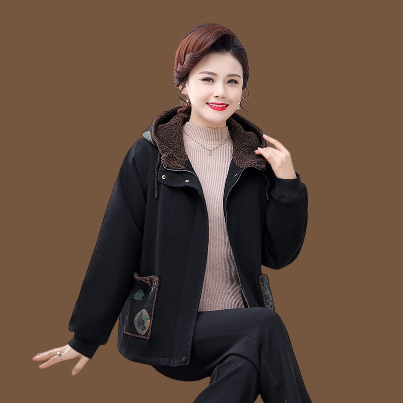连帽宽松牛仔棉衣女加厚保暖拉链棉服外套百搭棉袄加肥大码妈妈装