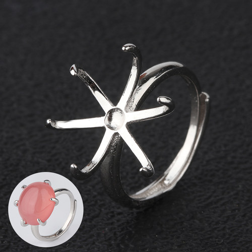 S925纯银戒指空托配件开口可调