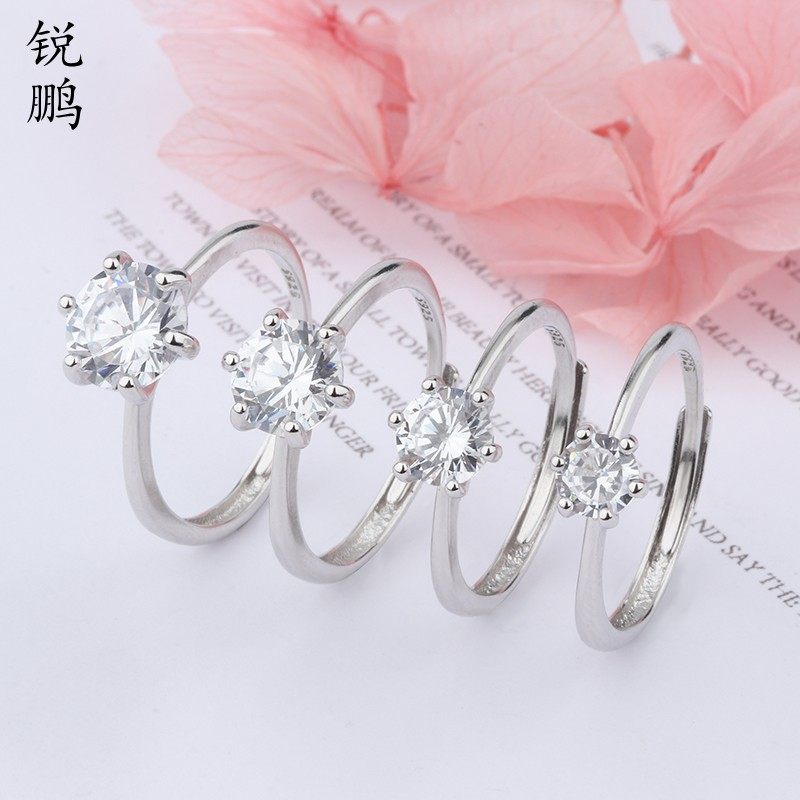 s925纯银莫桑钻戒钻戒女婚戒