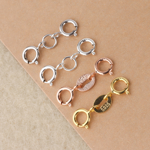 S925银扣项链锁扣纯银手链扣连接扣弹簧扣头龙虾扣配件扣链子扣环