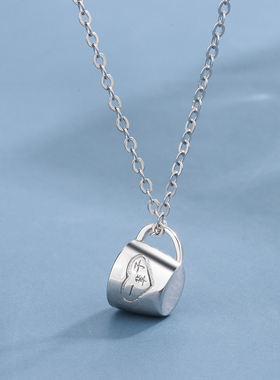 S925纯银杯子吊坠项链简约百搭