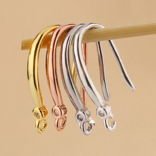 S925纯银单钻耳钩耳环配件简约百搭耳坠半成品配饰DIY手工耳饰