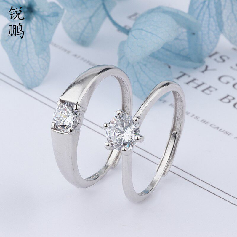 S925纯银莫桑钻戒活圈口钻戒指
