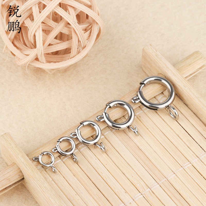 钛钢圆形扣珍珠扣手链手工DIYdiy