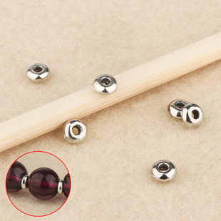 泰银隔片diy扁形隔珠星月菩提手串金刚水晶珠藏银配件饰散珠间片