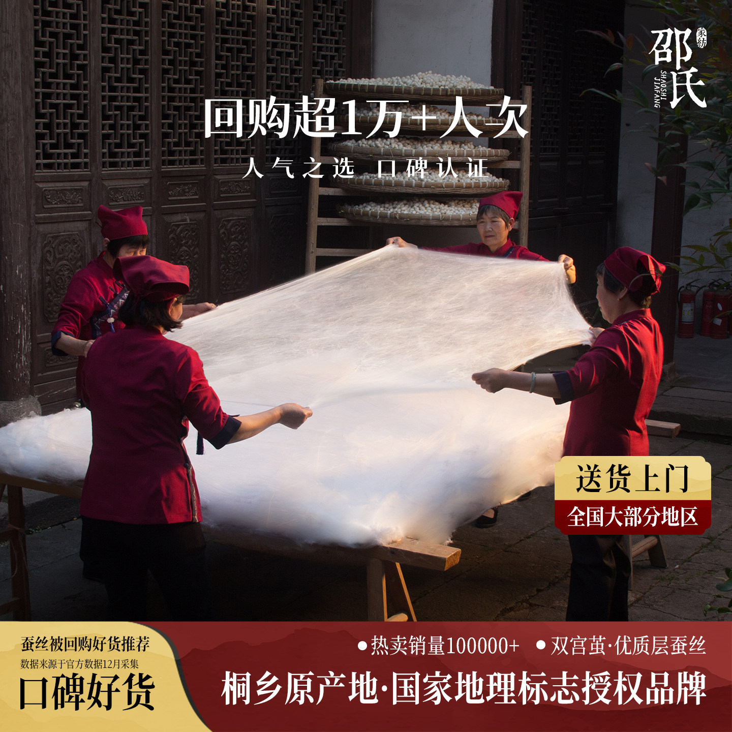 桐乡原产地理标志认证30年手工邵氏100%桑蚕丝被子芯冬夏被二合一