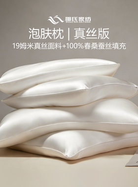 泡肤枕真丝版100%桑蚕丝枕头枕芯19姆米真丝枕套低枕软深睡蚕丝枕