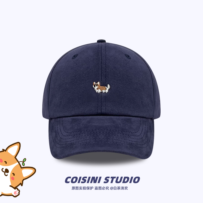 可爱卡通柯基小狗鸭舌帽