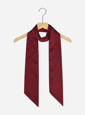 韩系复古红色波点系脖丝巾女2026新款高级感长条飘带领巾发带配饰