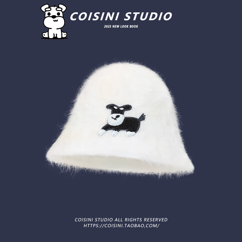 2025新款小狗雪纳瑞刺绣毛绒水桶帽子女秋冬保暖百搭甜美可爱盆帽,服饰配件/皮带/帽子/围巾,帽子,淘宝优惠券,粉丝福利购,淘宝优惠卷