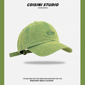 日系复古水洗做旧棒球帽女刺绣字母软顶遮阳显脸小鸭舌帽子情侣潮