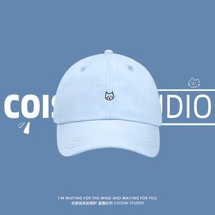 可爱小猫头刺绣大头围棒球帽女春夏韩版 ins休闲百搭鸭舌帽男防晒