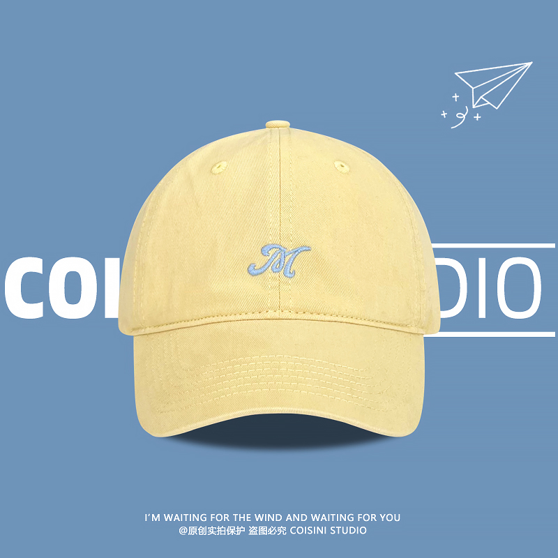 韩版ins夏日小清新M字母刺绣软顶