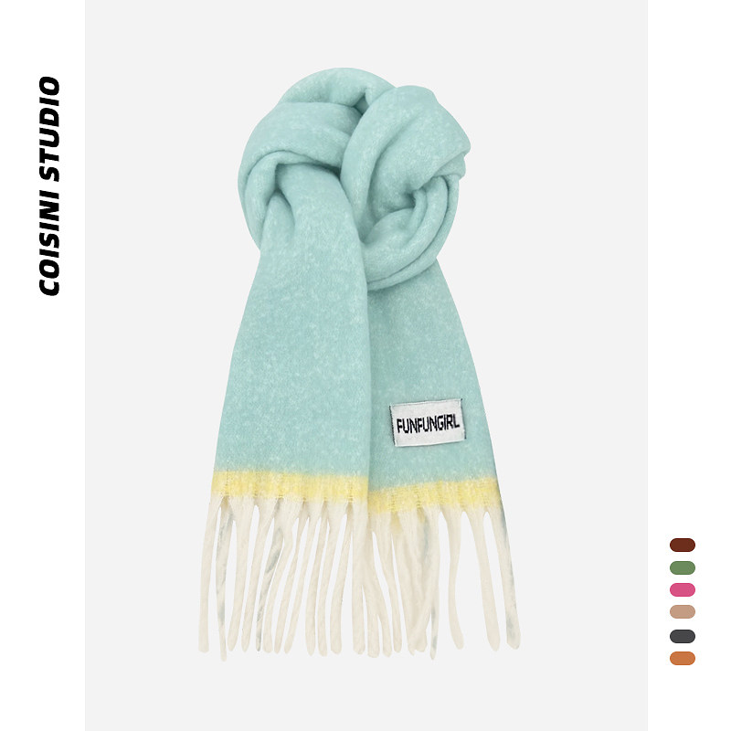 日系小清新显白薄荷曼波围巾秋冬