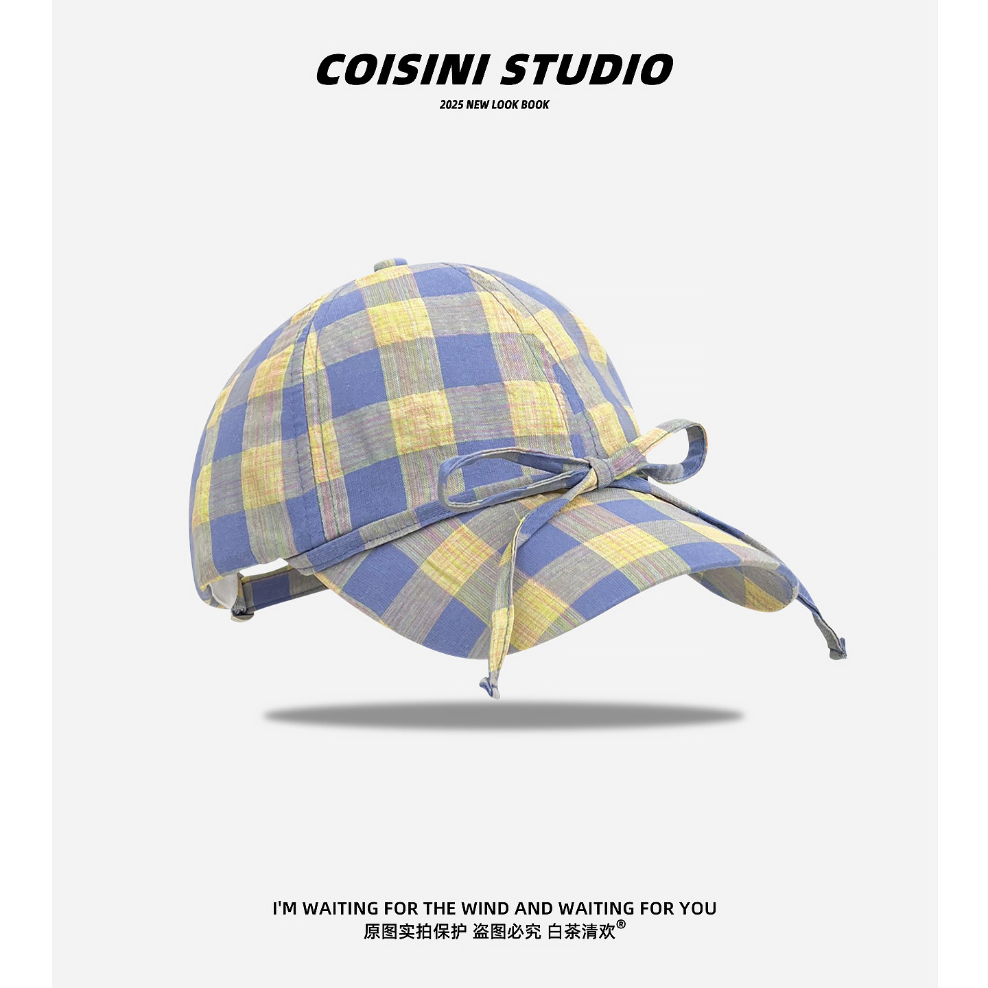 韩国小众设计休闲格纹蝴蝶结棒球帽子百搭大头围显脸小遮阳鸭舌帽,服饰配件/皮带/帽子/围巾,帽子,淘宝优惠券,粉丝福利购,淘宝优惠卷