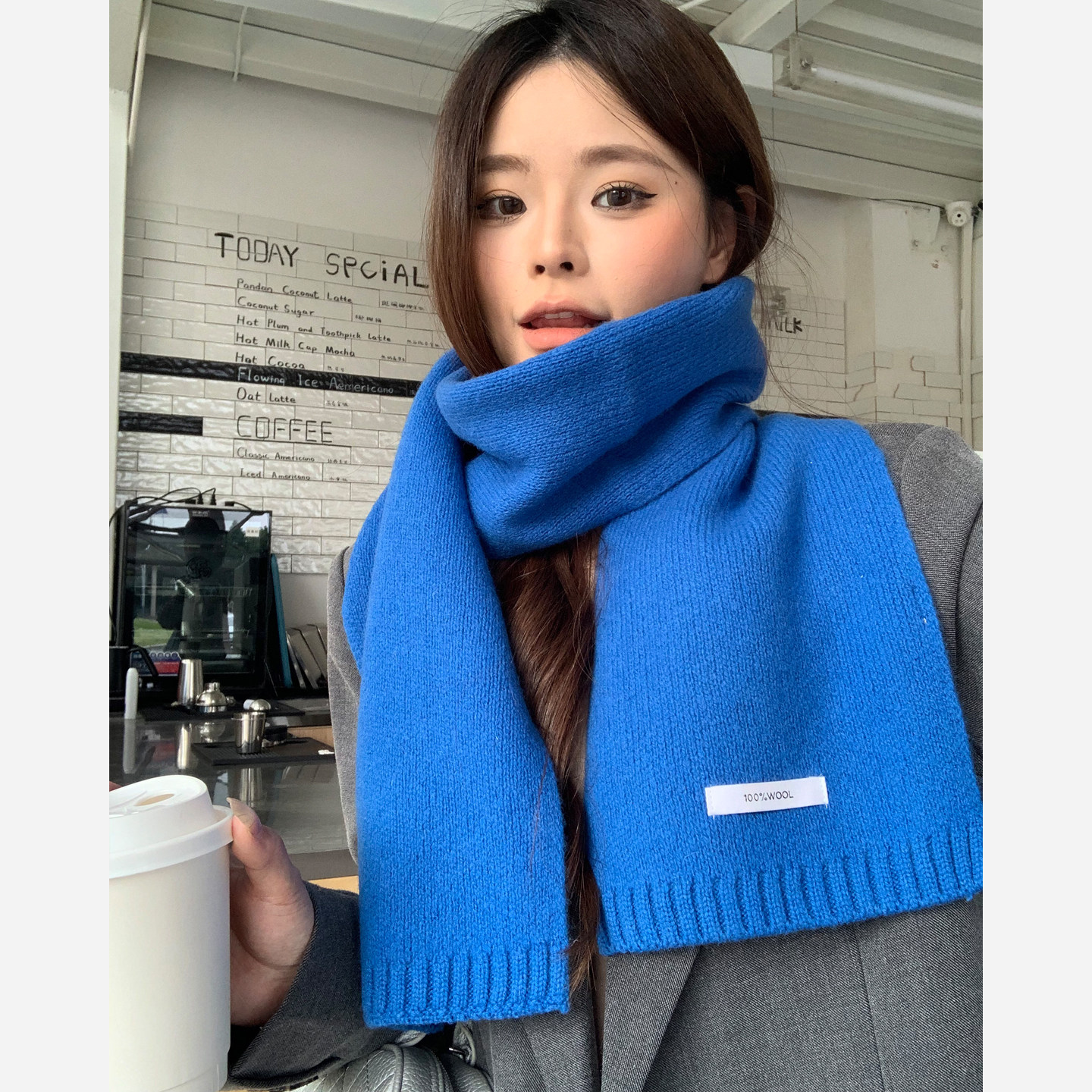 蓝色清冷氛围感100%羊毛围巾女秋冬2025新款韩系保暖百搭针织围脖,服饰配件/皮带/帽子/围巾,围巾/丝巾/披肩,淘宝优惠券,粉丝福利购,淘宝优惠卷