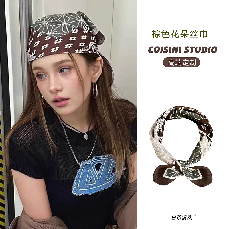 废土风美式复古头巾女包头小方巾