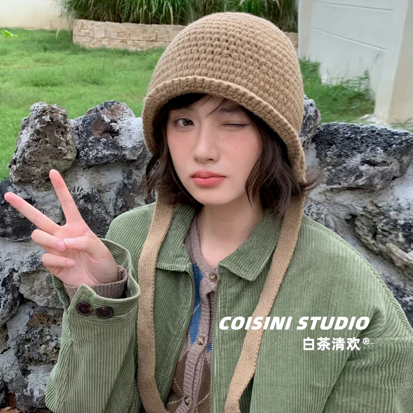 韩版新款卷边针织纯色套头帽子