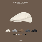 日系简约纯色复古前进帽子女春夏休闲百搭画家帽显脸小贝雷帽男潮