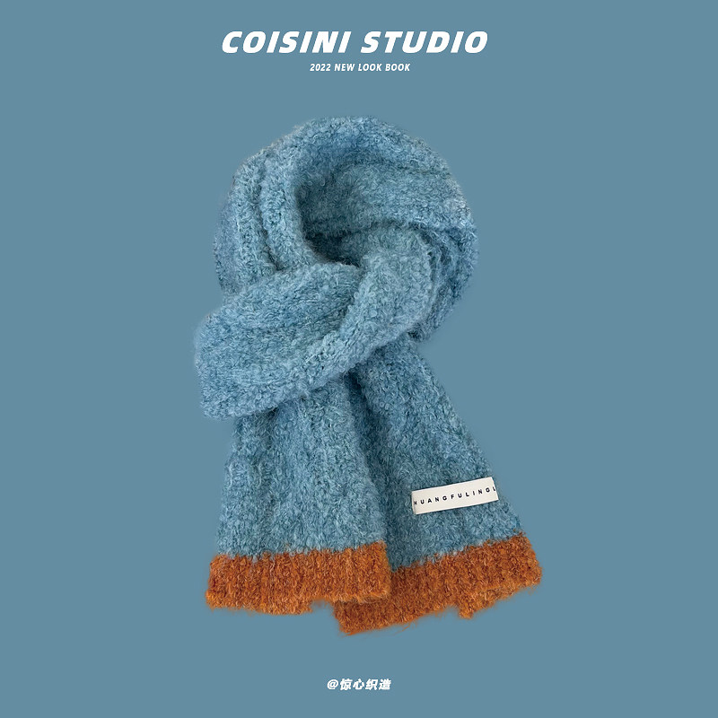 2025新款韩标拼色边松软毛线围巾女秋冬季保暖百搭学生情侣围脖潮,服饰配件/皮带/帽子/围巾,围巾/丝巾/披肩,淘宝优惠券,粉丝福利购,淘宝优惠卷