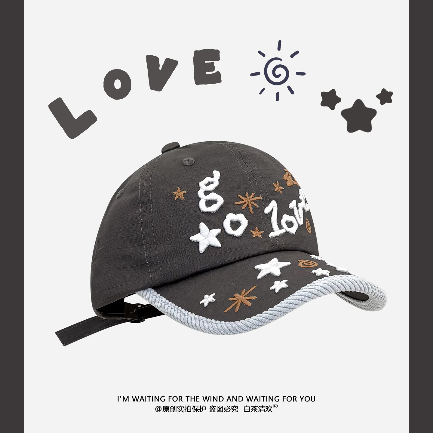 小众设计立体刺绣字母棒球帽女春夏美式嘻哈街头鸭舌帽子显脸小潮,服饰配件/皮带/帽子/围巾,帽子,淘宝优惠券,粉丝福利购,淘宝优惠卷