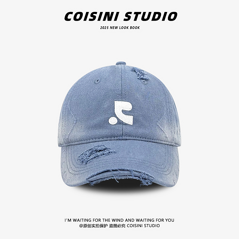 韩版复古做旧破洞棒球帽女ins