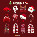 新年圣诞节礼物红色氛围感护耳毛线帽子女秋冬季 保暖百搭围巾耳罩