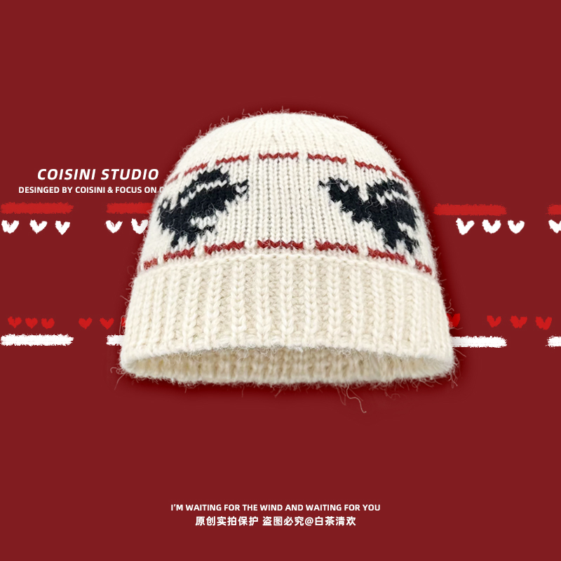 慵懒风提花钩针毛线渔夫帽男女冬