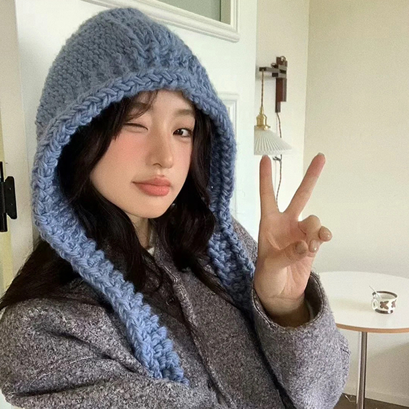 纯色保暖手工钩织巴拉克拉法帽