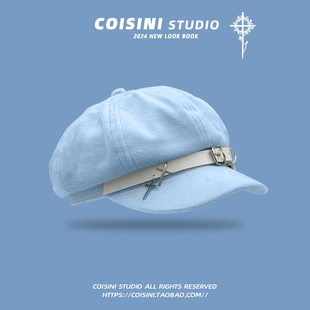 原创小众亚比风y2k甜美八角帽子女春秋保暖可爱百搭贝雷帽个性潮