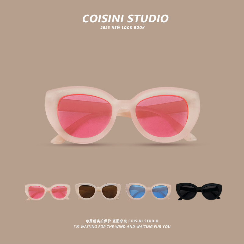 高级感~jennie同款辣妹小猫眼墨镜女粉色个性复古防晒太阳眼镜潮,ZIPPO/瑞士军刀/眼镜,太阳眼镜,淘宝优惠券,粉丝福利购,淘宝优惠卷