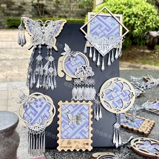 广西文创木质冰箱贴非遗壮锦手工制作城市地标装饰贴旅游纪念品