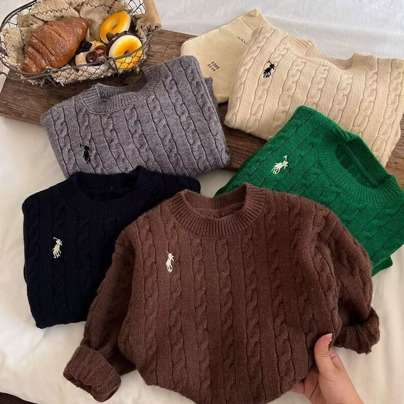 儿童刺绣毛衣2025秋冬装新款男女童麻花打底衫宝宝洋气百搭针织衫