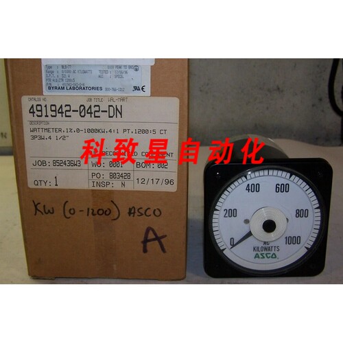 工业配件NEW ASCO BLS-77 0-1000 AC KILOPANEL METER 491942-042