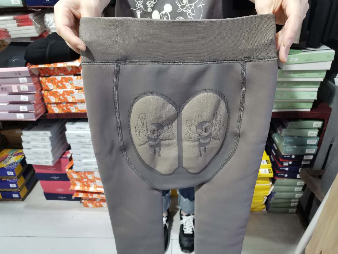 灰透踩脚加厚打底裤丝途1128加大