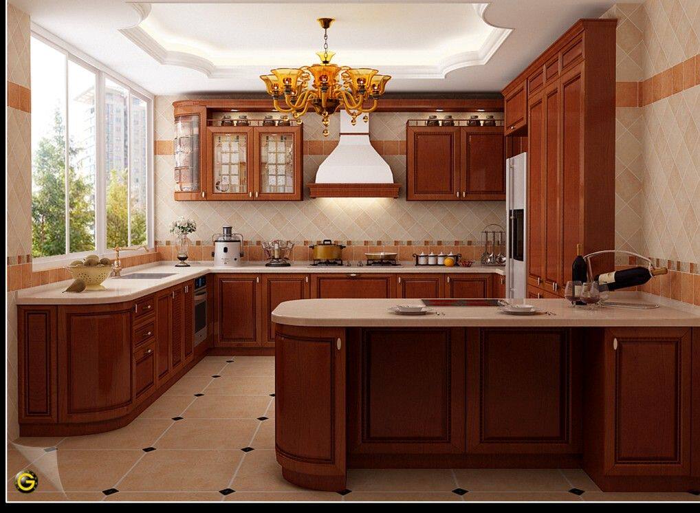 厨房整体橱柜 橱柜定做 橱柜 厨柜 高档实木门板 石英石台面 环保