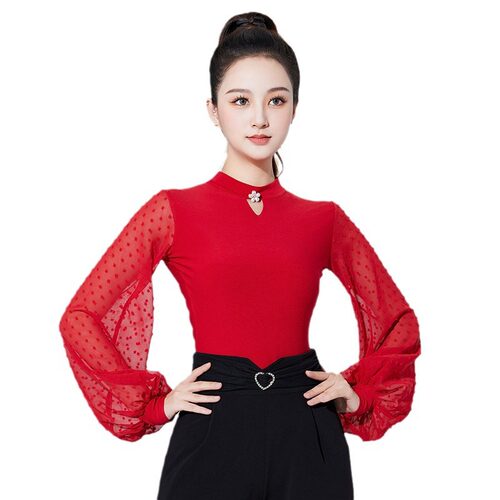 摩登舞灯笼袖舞蹈服女