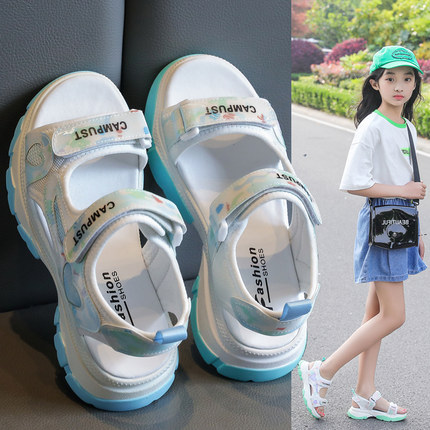 女童凉鞋2026新款夏季夏款中大童女孩公主防滑软底儿童运动沙滩鞋